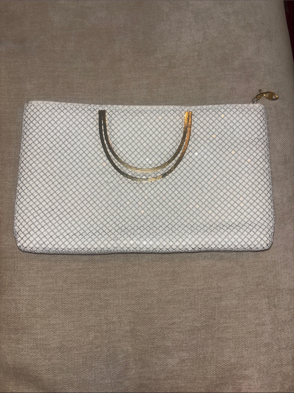 Vintage white metal mesh clutch by Bags by Marlo